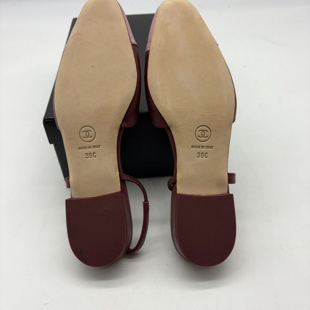 CHANEL Two-Tone Burgundy and Light Pink Slingback Flats - Picture 7 of 7